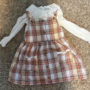 Nicole Miller Toddler / girls Plaid Dress with Cream Top